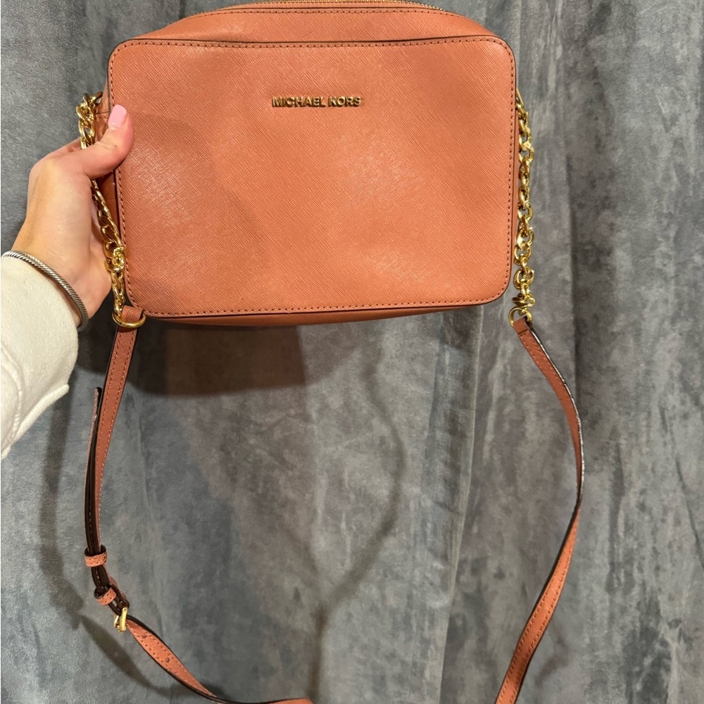 Michael Kors Coral Crossbody Bag with Gold Accents